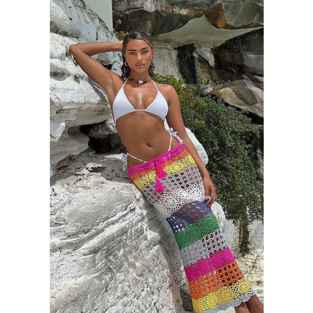 White Fox Till We Meet Again Crochet Maxi Skirt S/M